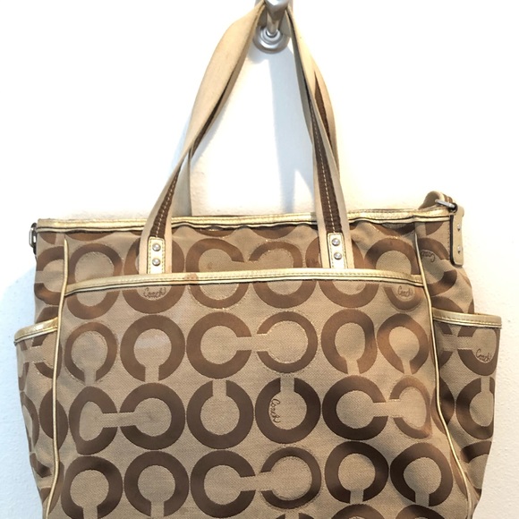 Coach diaper bag brown and beige.